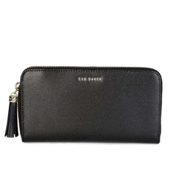 Ted Baker Robyna Accordian Wallet Womens Large Black Leather Tassel Zip - Picture 1 of 9